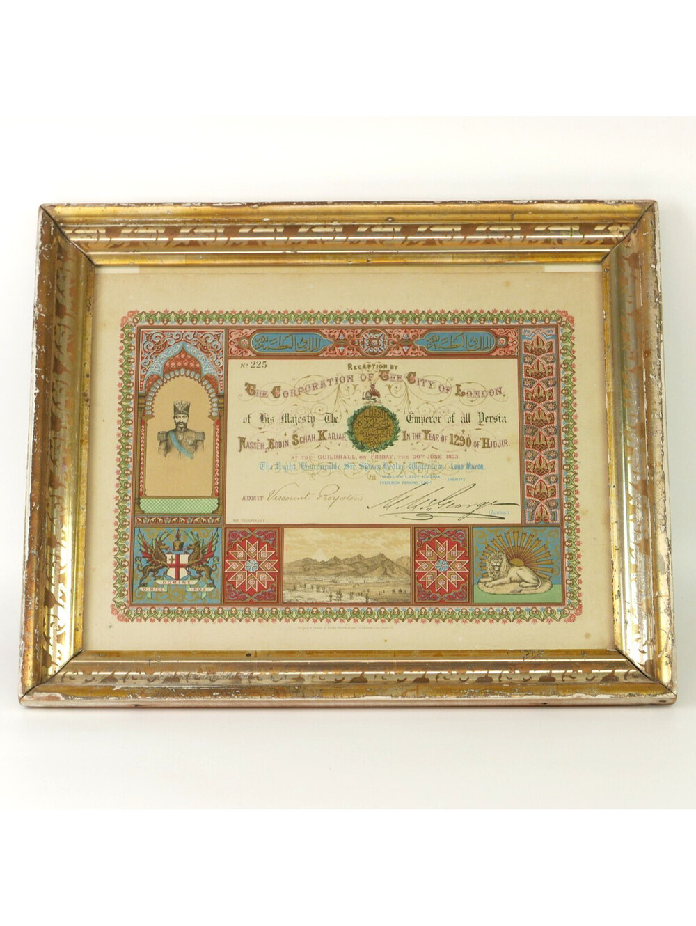 1873 Guildhall London Invitation Card Nasser al-Din Shah Qajar Persia Iran RARE